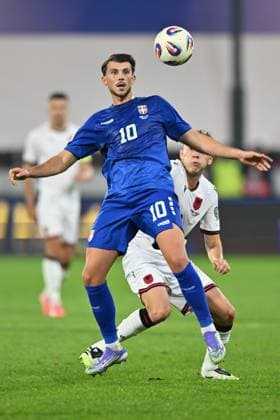 SERBIA vs ALBANIA LAZAR SAMARDZIC, football player of Serbia, during the FIFA World Cup, WM, Weltmeisterschaft, Fussball qualification match against Albania, at Dubocica stadium. Leskovac, 11.10.2025. photo: Mladjan Ivanovic FOOTBALL, SERBIA, ALBANIA, FIFA WORLD CUP QUALIFICATIONS MATCH Leskovac Dubocica stadium Serbia Copyright: xMarkoxMetlas xMNxPressx