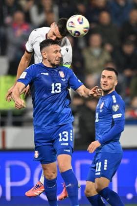 SERBIA vs ALBANIA MILOS VELJKOVIC, football player of Serbia, during the FIFA World Cup, WM, Weltmeisterschaft, Fussball qualification match against Albania, at Dubocica stadium. Leskovac, 11.10.2025. photo: Mladjan Ivanovic FOOTBALL, SERBIA, ALBANIA, FIFA WORLD CUP QUALIFICATIONS MATCH Leskovac Dubocica stadium Serbia Copyright: xMarkoxMetlas xMNxPressx