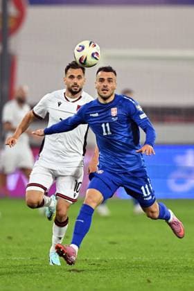 SERBIA vs ALBANIA FILIP KOSTIC, football player of Serbia, during the FIFA World Cup, WM, Weltmeisterschaft, Fussball qualification match against Albania, at Dubocica stadium. Leskovac, 11.10.2025. photo: Mladjan Ivanovic FOOTBALL, SERBIA, ALBANIA, FIFA WORLD CUP QUALIFICATIONS MATCH Leskovac Dubocica stadium Serbia Copyright: xMarkoxMetlas xMNxPressx