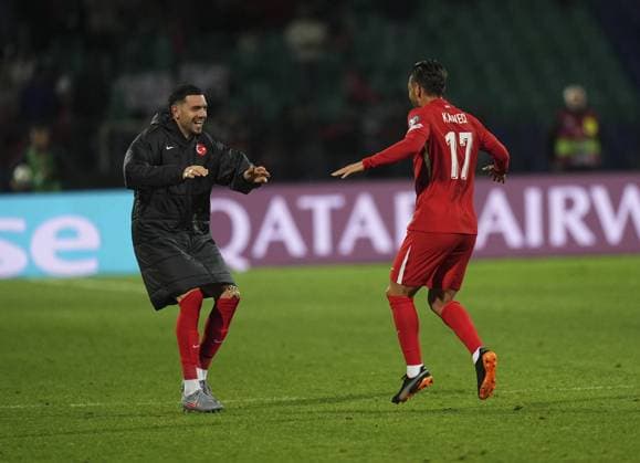 Bulgaria v Turkiye - 2026 FIFA World Cup, WM, Weltmeisterschaft, Fussball European Qualifiers SOFIA, BULGARIA - OCTOBER 11: Irfan Can Kahveci (17) and Merih Demiral of Turkiye celebrate after a goal during the 2026 FIFA World Cup European Qualifier Group E match between Bulgaria and Turkiye at Vasil Levski National Stadium in Sofia, Bulgaria on October 11, 2025. Mehmet Emin Menguarslan Anadolu Sofia Bulgaria. Editorial use only. Please get in touch for any other usage.  Copyright: x2025xAnadoluxMehmetxEminxMenguarslanx
