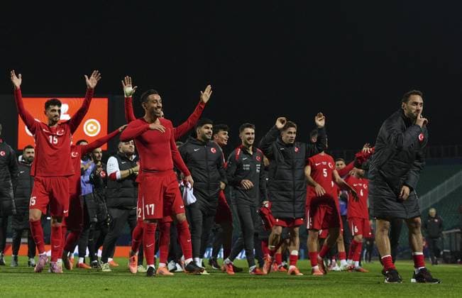 Bulgaria v Turkiye - 2026 FIFA World Cup, WM, Weltmeisterschaft, Fussball European Qualifiers SOFIA, BULGARIA - OCTOBER 11: Players of Turkiye celebrate the victory after the 2026 FIFA World Cup European Qualifier Group E match between Bulgaria and Turkiye at Vasil Levski National Stadium in Sofia, Bulgaria on October 11, 2025. Mehmet Emin Menguarslan Anadolu Sofia Bulgaria. Editorial use only. Please get in touch for any other usage.  Copyright: x2025xAnadoluxMehmetxEminxMenguarslanx