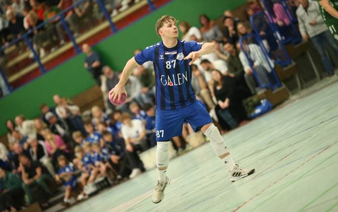 Handball, Season 2025 2026, 3 Liga, Staffel Nord Ost HG Hamburg Barmbek Eintracht Hildesheim Recording date October 11, 2025 Ben Rune Behncke Barmbek at Siebenmeter Wandsbek Hamburg