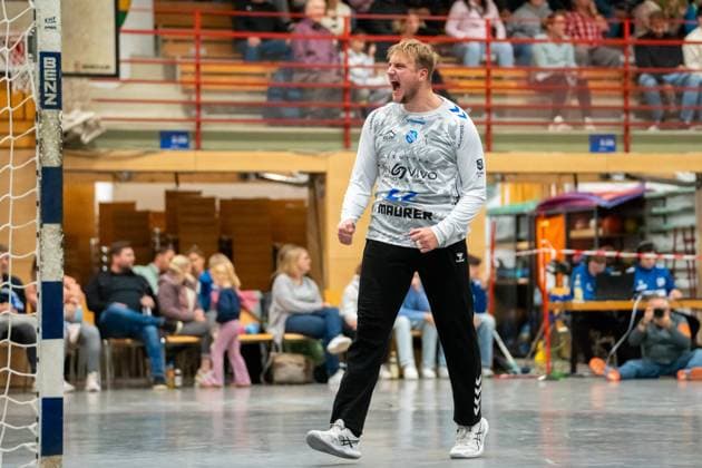 Handball I Men I Season 2025 2026 I 3 League I 7 Matchday I TV Bittenfeld 2 HSG Konstanz I 11 10 2025 Nick Lehmann 22, TV Bittenfeld 2 jubelt Waiblingen Gemeindehalle Bittenfeld Baden Württemberg Germany Copyright: xLobeca MaxxPetershansx