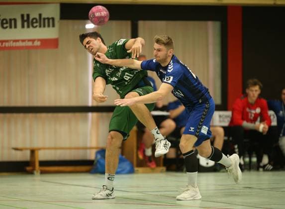 Handball, Season 2025 2026, 3 Liga, Staffel Nord Ost HG Hamburg Barmbek Eintracht Hildesheim Recording date October 11, 2025 Florian Billepp Eintracht, l , Michael Kühn Wandsbek Hamburg