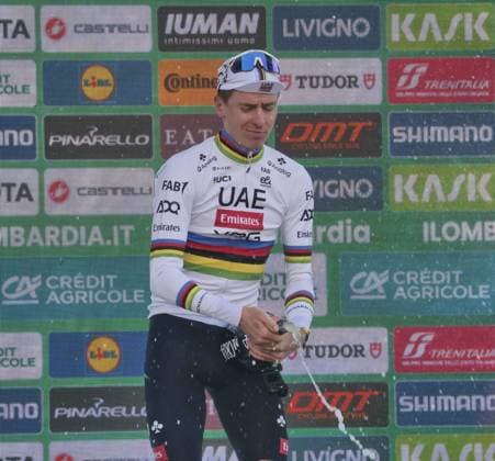 Bergamo, Bergamo Italy, Italy: Tadej Pogacar at the 119th edition of the Giro di Lombardia, the last major cycling classic of 2025. Bergamo Italy  - ZUMAp169 20251011_zea_p169_302 Copyright: x xipa-agency.netx Tadej Poga?Ar Wins The Giro Di Lombardia For The Fifth Consecutive Year, Tying Fausto Coppi S Record.  - ZUMA0836 20251011_zea_p169_302 Copyright: xIMAGO xipa-agency.netx