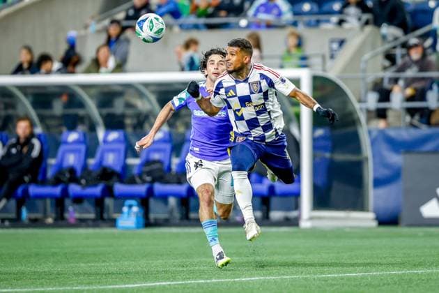 October 11, 2025, Seattle, Washington, USA: Real Salt Lake defender DeAndre Yedlin (2) and Seattle Sounders FC forward Paul Rothrock (14) during the match between Real Salt Lake and the Seattle Sounders FC in the 2025 Major League Soccer match at Lumen Field, Seattle, Washington Seattle USA - ZUMAj111 20251011_zsp_j111_024 Copyright: xTomxJonesx