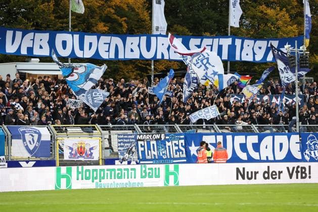 11 10 2025, Football, Men, Regionalliga Nord, Matchday 14, VfB Oldenburg BSV Kickers Emden Fanlager Fanblock Fans VfB Oldenburg