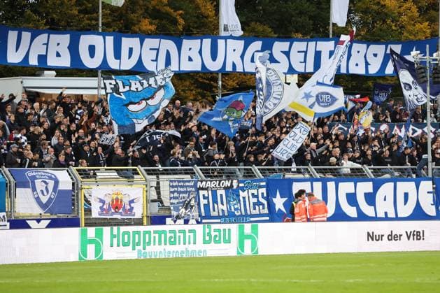 11 10 2025, Football, Men, Regionalliga Nord, Matchday 14, VfB Oldenburg BSV Kickers Emden Fanlager Fanblock Fans VfB Oldenburg