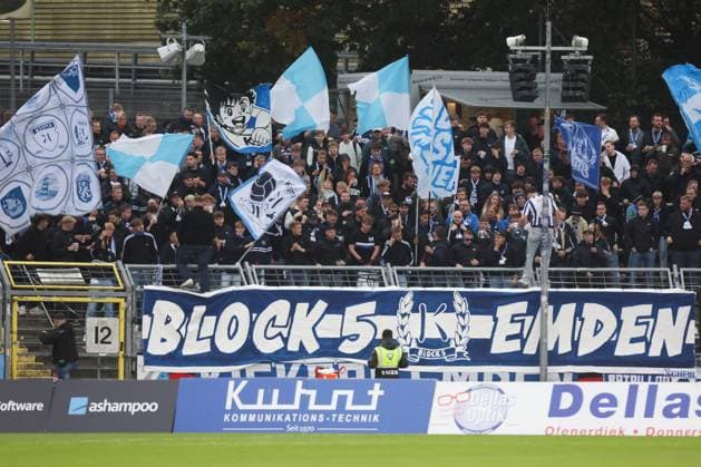 11 10 2025, Football, Men, Regionalliga Nord, Matchday 14, VfB Oldenburg BSV Kickers Emden Fanlager Fanblock Fans BSV Kickers Emden