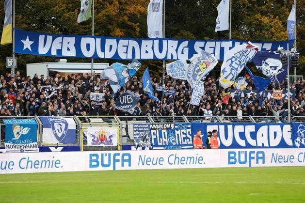 11 10 2025, Football, Men, Regionalliga Nord, Matchday 14, VfB Oldenburg BSV Kickers Emden Fanlager Fanblock Fans VfB Oldenburg