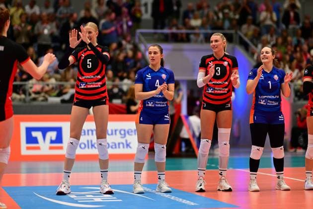 Volleyball I Women I Season 2025 2026 I Bundesliga I 1 Matchday I ETV Hamburger Volksbank Volleys Allianz MTV Stuttgart I 11 10 2025 Center Sarah Stiriz 4, ETV Hamburger Volksbank Volleys Hamburg CU Arena Hamburg Germany Copyright: xLobeca FelixxSchlikisx