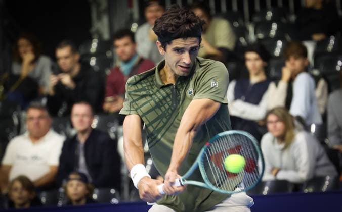 Pierre-Hughes Herbert pictured in action during the European Open ATP, Tennis Herren tennis tournament in Brussels, on Sunday 12 October 2025. This year s edition of the tournament is taking place from 12 to 19 October 2025. VIRGINIExLEFOUR  x136589362x