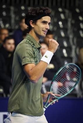 Pierre-Hughes Herbert celebrates during the European Open ATP, Tennis Herren tennis tournament in Brussels, on Sunday 12 October 2025. This year s edition of the tournament is taking place from 12 to 19 October 2025. VIRGINIExLEFOUR  x136589901x