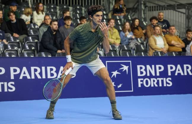 Pierre-Hughes Herbert pictured in action during the European Open ATP, Tennis Herren tennis tournament in Brussels, on Sunday 12 October 2025. This year s edition of the tournament is taking place from 12 to 19 October 2025. VIRGINIExLEFOUR  x136590061x