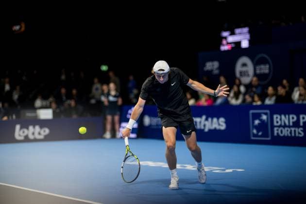 Belgian Alessio Basile pictured in action during the European Open ATP, Tennis Herren tennis tournament in Brussels, on Sunday 12 October 2025. This year s edition of the tournament is taking place from 12 to 19 October 2025. JASPERxJACOBS  x136591114x
