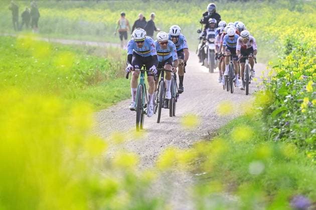 Belgian Tim Wellens and Belgian Gianni Vermeersch pictured in action during the men elite race at the UCI World Gravel Championships, Sunday 12 October 2025, in Maastricht, The Netherlands. DIRKxWAEM  x136596883x