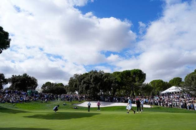 October 12, 2025, Madrid, Madrid, Spain: People following to Jon Rahm of Spain during the Open de EspaoÂ±a presented by Madrid, R4 Final, golf tournament of DP World Tour at Club de Campo Villa de Madrid on October 12, 2025, in Madrid, Spain. Madrid Spain - ZUMAa181 20251012_zaa_a181_251 Copyright: xOscarxJ.xBarrosox