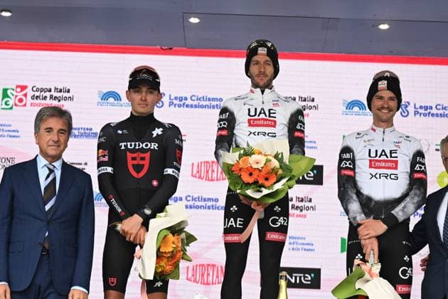 12-10-2025 Trofeo Tessile E Moda; 2025, Uae Team Emirates - Xrg; 2025, Tudor; Yates, Adam; Rondel, Mathys; Vine, Jai; Pella, Roberto; Oropa; 