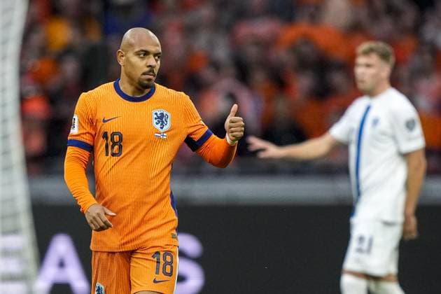 AMSTERDAM, 12-10-2025 , JohanCruyff Stadium , season 2025 2026 , FIFA World Cup, WM, Weltmeisterschaft, Fussball Qualifier between The Netherlands and Finland. Picture shows Netherlands player Donyell Malen scores the 1-0 Netherlands - Finland  x31478215x Copyright: