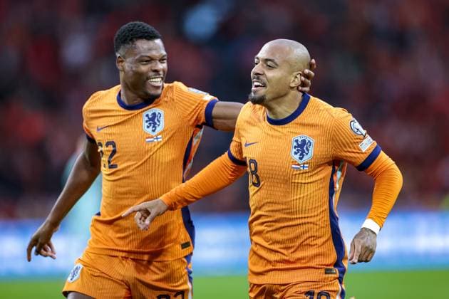 AMSTERDAM, 12-10-2025 , JohanCruyff Stadium , season 2025 2026 , FIFA World Cup, WM, Weltmeisterschaft, Fussball Qualifier between The Netherlands and Finland. Picture shows Netherlands player Donyell Malen scores the 1-0 Netherlands - Finland  x31478233x Copyright: