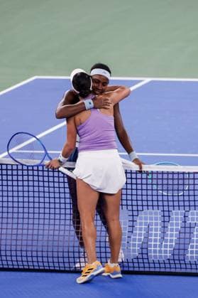 WUHAN, CHINA - OCTOBER 12: Coco Gauff of the United States hugs Jessica Pegula of the United States after the Women s Singles Final match on day 9 of 2025 Wuhan Open at Optics Valley International Tennis Center on October 12, 2025 in Wuhan, Hubei Province of China.  Copyright: xVCGx 111596752894