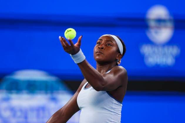 WUHAN, CHINA - OCTOBER 12: Coco Gauff of the United States competes in the Women s Singles Final match against Jessica Pegula of the United States on day 9 of 2025 Wuhan Open at Optics Valley International Tennis Center on October 12, 2025 in Wuhan, Hubei Province of China.  Copyright: xVCGx 111596759636