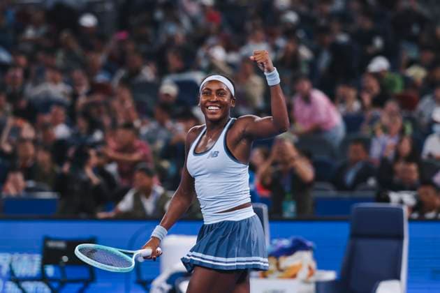 WUHAN, CHINA - OCTOBER 12: Coco Gauff of the United States celebrates after winning the Women s Singles Final match against Jessica Pegula of the United States on day 9 of 2025 Wuhan Open at Optics Valley International Tennis Center on October 12, 2025 in Wuhan, Hubei Province of China.  Copyright: xVCGx 111596759669
