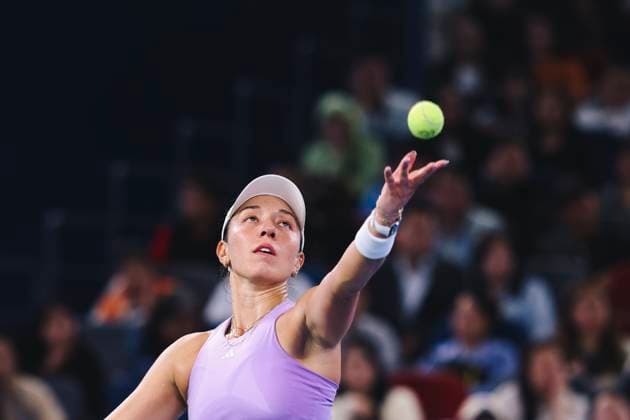 WUHAN, CHINA - OCTOBER 12: Jessica Pegula of the United States competes in the Women s Singles Final match against Coco Gauff of the United States on day 9 of 2025 Wuhan Open at Optics Valley International Tennis Center on October 12, 2025 in Wuhan, Hubei Province of China.  Copyright: xVCGx 111596759700