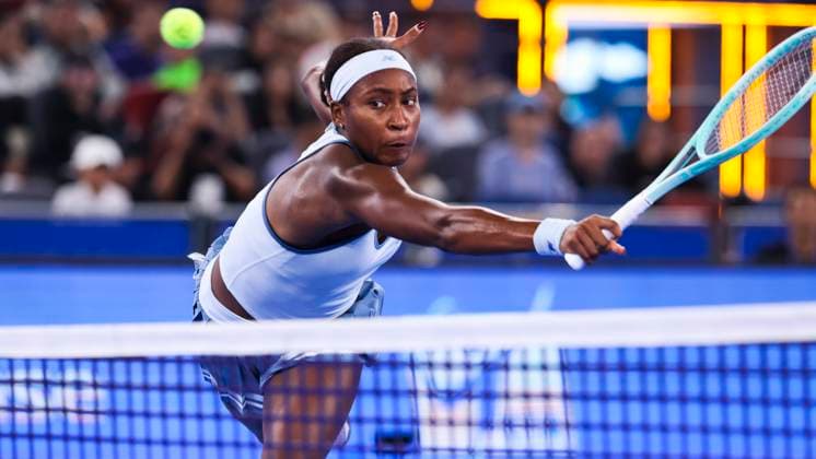 WUHAN, CHINA - OCTOBER 12: Coco Gauff of the United States competes in the Women s Singles Final match against Jessica Pegula of the United States on day 9 of 2025 Wuhan Open at Optics Valley International Tennis Center on October 12, 2025 in Wuhan, Hubei Province of China.  Copyright: xVCGx 111596759701