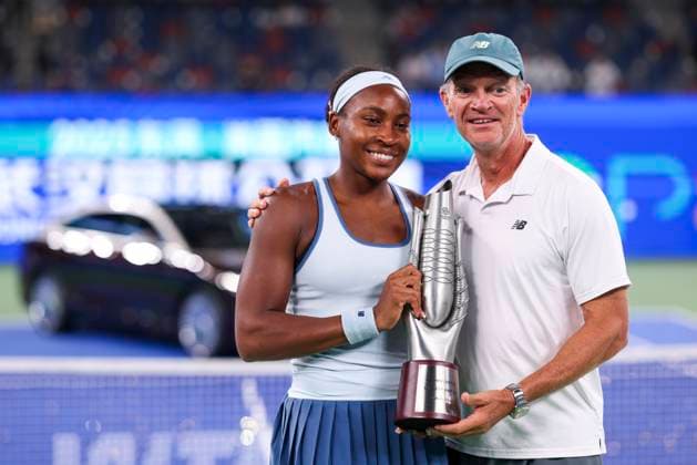 WUHAN, CHINA - OCTOBER 12: Champion Coco Gauff of the United States poses with the trophy at the award ceremony after winning the Women s Singles Final match against Jessica Pegula of the United States on day 9 of 2025 Wuhan Open at Optics Valley International Tennis Center on October 12, 2025 in Wuhan, Hubei Province of China.  Copyright: xVCGx 111596765126