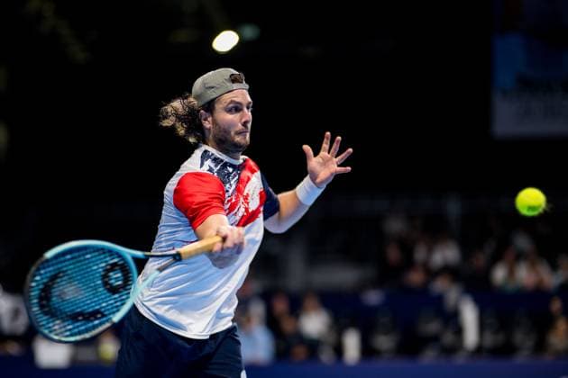 Argentinian Marco Trungelliti pictured in action during the European Open ATP, Tennis Herren tennis tournament in Brussels, on Sunday 12 October 2025. This year s edition of the tournament is taking place from 12 to 19 October 2025. JASPERxJACOBS  x136617613x