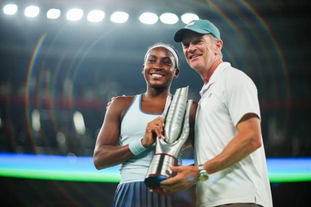 WUHAN, CHINA - OCTOBER 12: Champion Coco Gauff of the United States poses with the trophy at the award ceremony after winning the Women s Singles Final match against Jessica Pegula of the United States on day 9 of 2025 Wuhan Open at Optics Valley International Tennis Center on October 12, 2025 in Wuhan, Hubei Province of China.  Copyright: xVCGx 111596765189