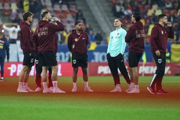 SOCCER - FIFA WC quali, ROU vs AUT BUCHAREST,ROMANIA,12.OCT.25 - SOCCER - FIFA World Cup, WM, Weltmeisterschaft, Fussball 2026, European Qualifiers, group stage, OEFB international match, Länderspiel, Nationalmannschaft Romania vs Austria. Image shows the team of AUT. GEPAxpictures xArminxRauthner