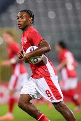 Paul Mbong seen celebrating after scoring goal during International Friendly, Länderspiel, Nationalmannschaft game between national teams of Malta and Bosnia and Herzegovina (Beppe Camilleri Ball Raw Images) Attard Ta Qali National Stadium Malta Copyright: xBeppexCamillerix beppecamirelli_maltabosnia25_26-22