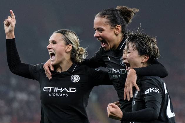 Aoba Fujino (20 Manchester City) celebrates putting Man City ahead during the Barclays Womens Super League fixture between Liverpool and Manchester City at Anfield in Liverpool, England Copyright: xNataliexMincher SPPx Sportspressphoto_SPR41755