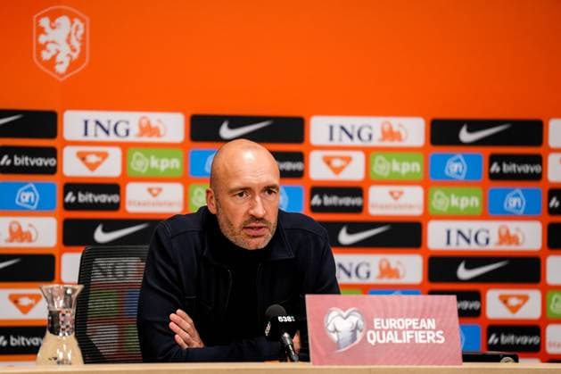 AMSTERDAM, NETHERLANDS - OCTOBER 12: Finland head coach Jacob Friis attends a press conference, PK, Pressekonferenz after the FIFA World Cup, WM, Weltmeisterschaft, Fussball 2026 qualifier match between Netherlands and Finland at Johan Cruijff Arena on October 12, 2025 in Amsterdam, Netherlands. (Photo by Rene Nijhuis) SPO  Copyright: xRenexNijhuis
