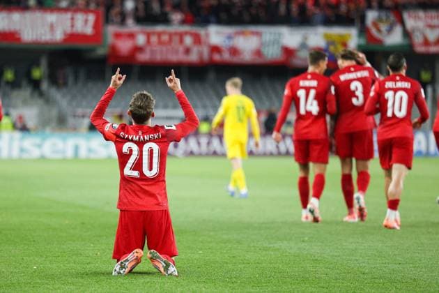 12.10.2025 Kowno. Pilka nozna. Eliminacje Mistrzostw Swiata 2026 mecz : Litwa - Polska --- Football. FIFA World Cup, WM, Weltmeisterschaft, Fussball eliminations match : Lithuania - Poland Nz Sebastian Szymanski radosc Fot. Igor Jakubowski Arena Akcji NEWSPIX.PL --- newspix.pl POLAND OUT! 