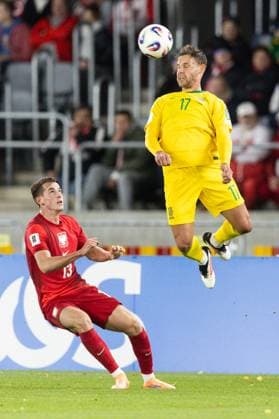 12th October 2025; Dariaus ir Gir& x117;no stadionas, Kaunas, Lithuania; FIFA World Cup, WM, Weltmeisterschaft, Fussball Qualifying Group G International Football, Lithuania versus Poland; Jakub Kaminski (POL) beaten by the header from Pijus Sirvys (LTU)  FotoxOlimpik