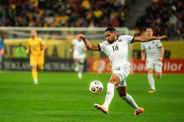 Romania v Austria - European Qualifiers Group H - FIFA World Cup, WM, Weltmeisterschaft, Fussball 2026 BUCHAREST, ROMANIA, OCTOBER 12, 2025 - Romania v Austria - European Qualifiers Group H - FIFA World Cup 2026, Phillipp Mwene during the match. Copyright: xVLADxBEREHOLSCHIx