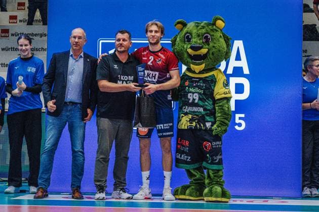 Volleyball mens season 2025 2026 Final League Cup 2025 SVG Lüneburg vs Berlin Recycling Volleys 12 10 2025 MVP of the tournament Daniel Gruvaeus 2 SVG Lüneburg