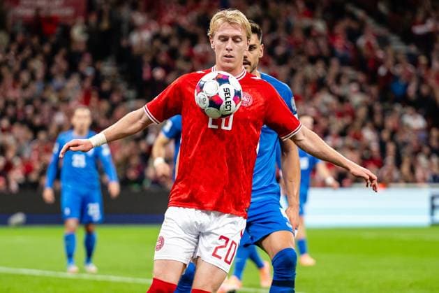 Denmark v Greece, UEFA World Cup qualifier, Copenhagen, Denmark Copenhagen, Denmark. 12th, October 2025. Mika Biereth (20) of Denmark seen during the UEFA world cup qualifier between Denmark and Greece at Parken in Copenhagen. Denmark, Copenhagen  Copyright: xGonzalesxPhoto TobiasxJorgensenx