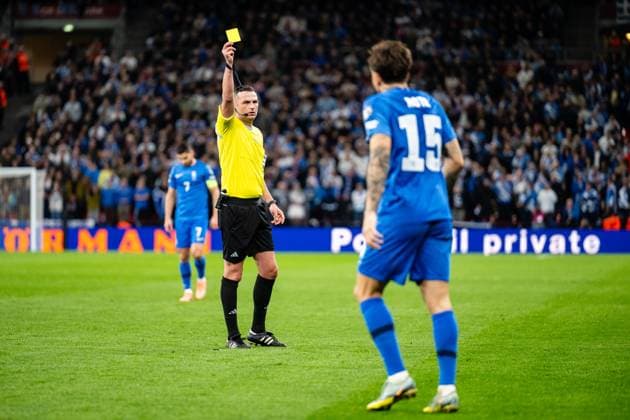 Denmark v Greece, UEFA World Cup qualifier, Copenhagen, Denmark Copenhagen, Denmark. 12th, October 2025. Referee Michael Oliver seen during the UEFA world cup qualifier between Denmark and Greece at Parken in Copenhagen. Denmark, Copenhagen  Copyright: xGonzalesxPhoto TobiasxJorgensenx