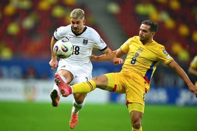 BUCHAREST - UEFA European Qualofiers - ROMANIA - AUSTRIA - 12 OCT 2025 Romano Schmid and Alexandru Chipciu in action during the UEFA European Qualifiers game between Romania and Austria, in Bucharest, Romania, 12 October 2025. Copyright: xAlexxNicodimx