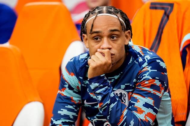 AMSTERDAM, NETHERLANDS - OCTOBER 12: Xavi Simons of Netherlands looks on from the bench as a substitute prior to the FIFA World Cup, WM, Weltmeisterschaft, Fussball 2026 qualifier match between Netherlands and Finland at Johan Cruijff Arena on October 12, 2025 in Amsterdam, Netherlands. (Photo by Rene Nijhuis) SPO  Copyright: xRenexNijhuis