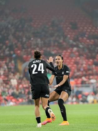 Iman Beney (24 Manchester City) celebrates scoring the equaliser during the Barclays Womens Super League fixture between Liverpool and Manchester City at Anfield in Liverpool, England Copyright: xNataliexMincher SPPx Sportspressphoto_SPR42001