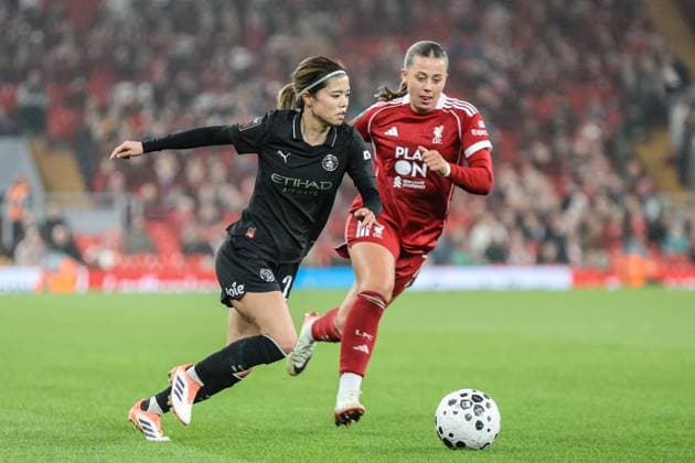Yui Hasegawa (25 Manchester City) on the ball during the Barclays Womens Super League fixture between Liverpool and Manchester City at Anfield in Liverpool, England Copyright: xNataliexMincher SPPx Sportspressphoto_SPR42005