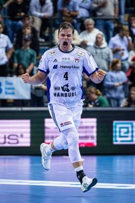 12 10 2025, xovx, Handball Daikin Handball Bundesliga, HSG Wetzlar HSV Hamburg Cheers for Andreas Magaard HSV Hamburg Wetzlar Buderus Arena Hessen Germany EN