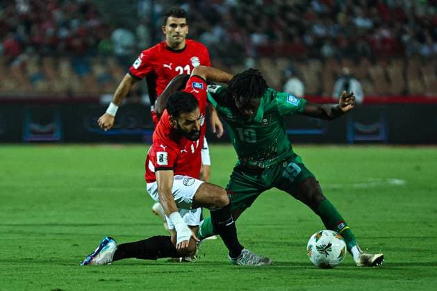 Egypt v Guinea-Bissau - FIFA World Cup, WM, Weltmeisterschaft, Fussball 2026 Qualifier Renato Nhaga (in green), a Guinea-Bissau player, challenges an Egypt player during the 2026 FIFA World Cup qualifier between Egypt and Guinea-Bissau at Cairo International Stadium in Cairo, Egypt, on October 12, 2025. Cairo Egypt  Copyright: xAhmedxMosaadx originalFilename:mosad-notitle251012_npdwK.jpg