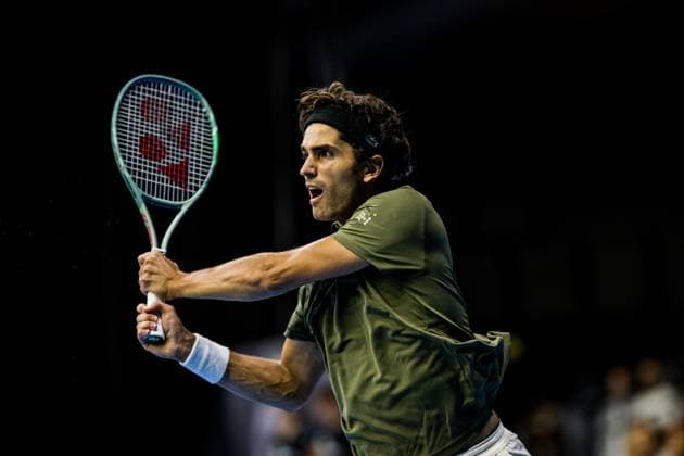 French Pierre-Hugues Herbert pictured in action during the European Open ATP, Tennis Herren tennis tournament in Brussels, on Monday 13 October 2025. This year s edition of the tournament is taking place from 12 to 19 October 2025. JASPERxJACOBS  x136668873x