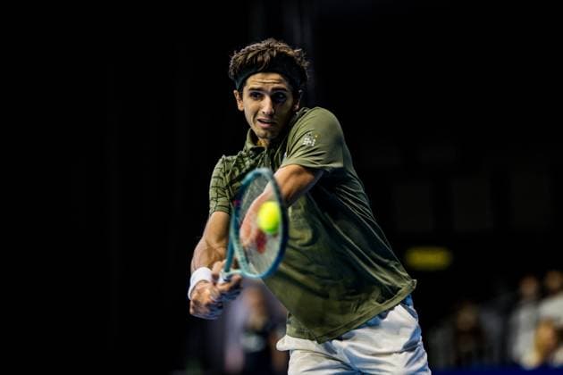 French Pierre-Hugues Herbert pictured in action during the European Open ATP, Tennis Herren tennis tournament in Brussels, on Monday 13 October 2025. This year s edition of the tournament is taking place from 12 to 19 October 2025. JASPERxJACOBS  x136668918x